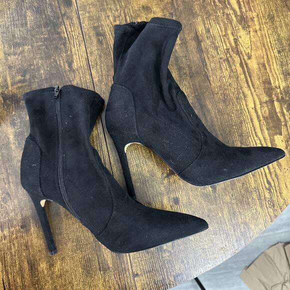 EXPRESS Women 3” Stiletto Heel Faux Suede Bootie Ankle Pointed Toe Size 9 - Picture 4 of 6